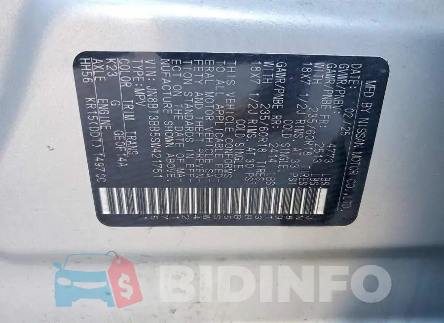 JN8BT3BB5SW421751 Photo# 13