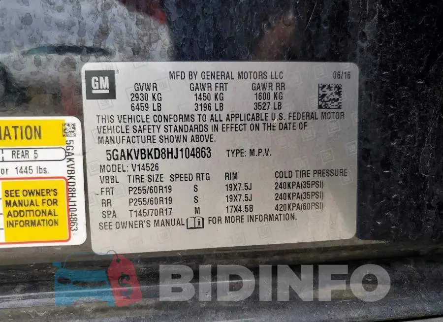 5GAKVBKD8HJ104863 Photo# 13