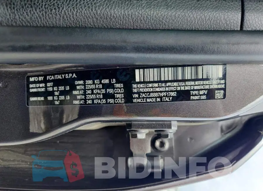 ZACCJBBB7HPF17662 Photo# 13