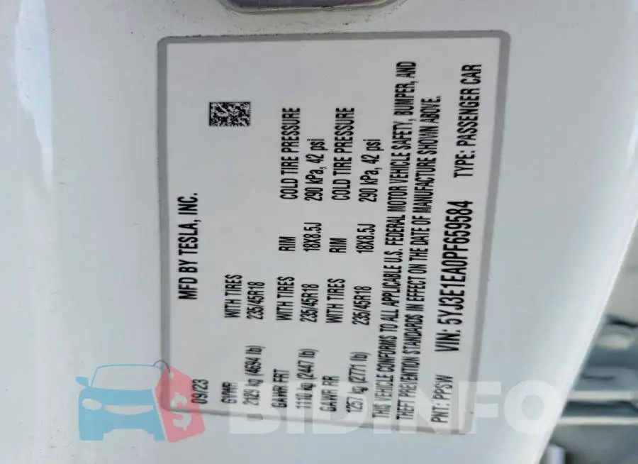 5YJ3E1EA0PF659584 Photo# 12