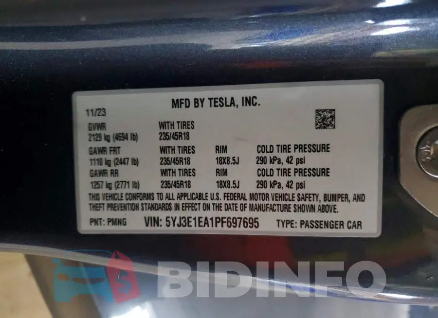 5YJ3E1EA1PF697695 Photo# 13