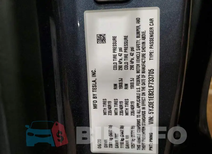 5YJ3E1EB2LF733705 Photo# 12