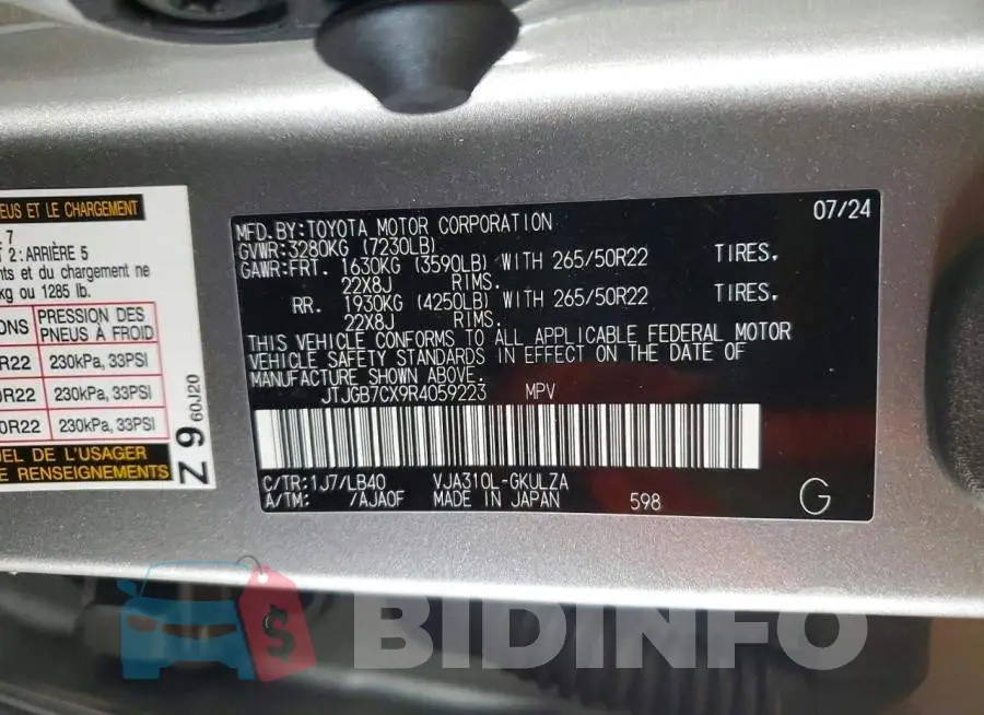 JTJGB7CX9R4059223 Photo# 13