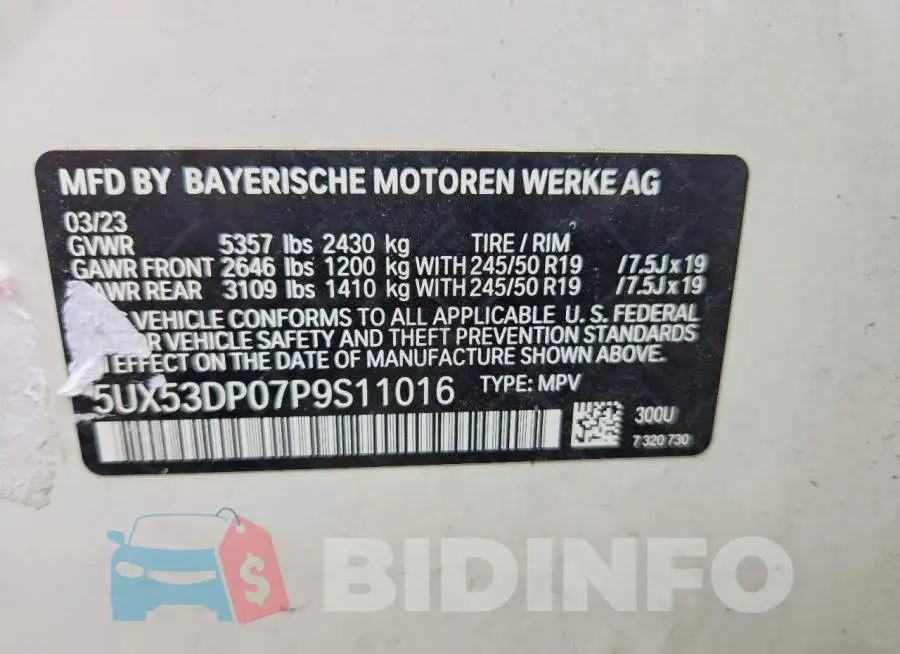 5UX53DP07P9S11016 Photo# 14