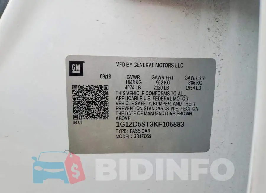 1G1ZD5ST3KF105883 Photo# 12