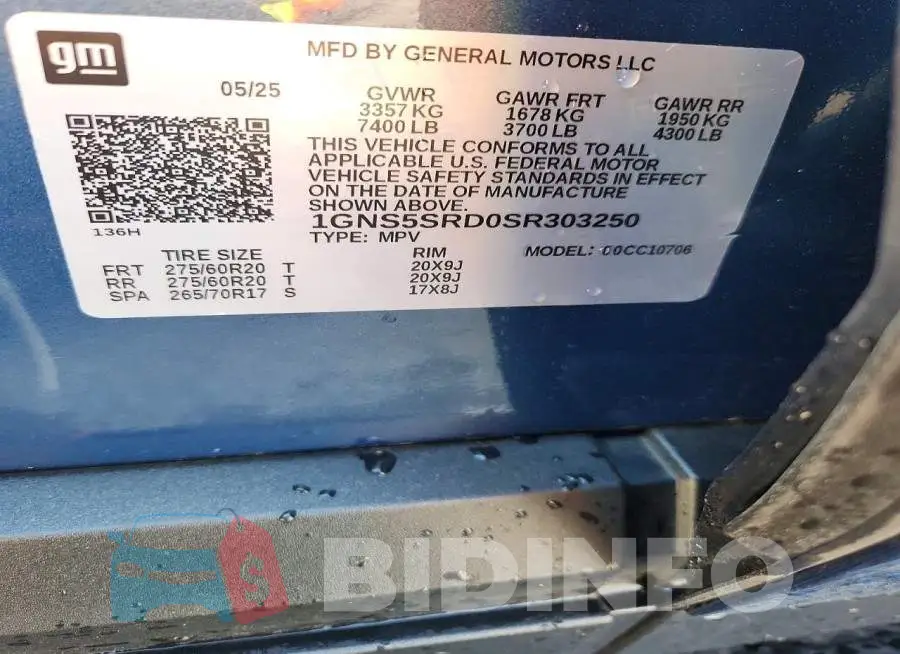 1GNS5SRD0SR303250 Photo# 14