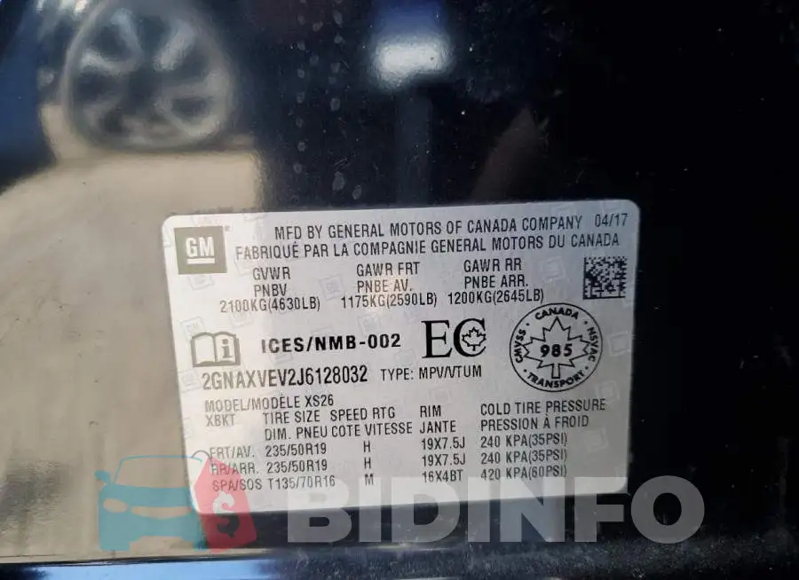 2GNAXVEV2J6128032 Photo# 14