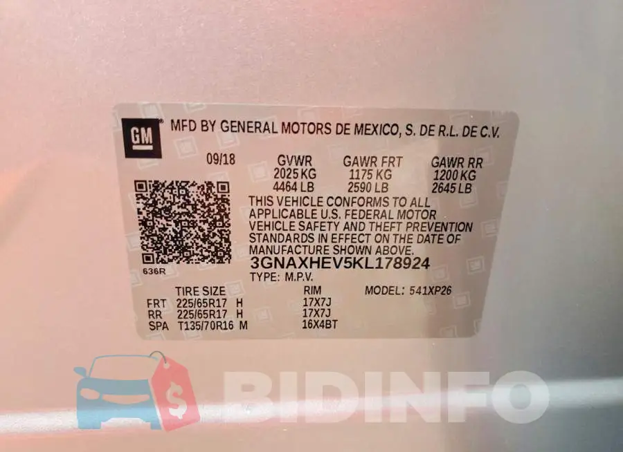 3GNAXHEV5KL178924 Photo# 13