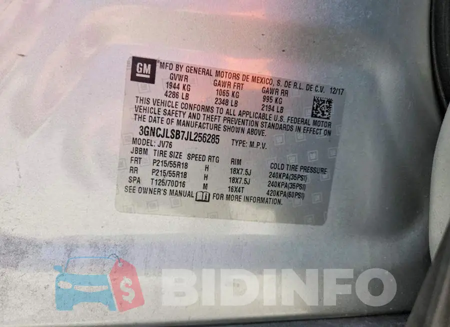3GNCJLSB7JL256285 Photo# 13