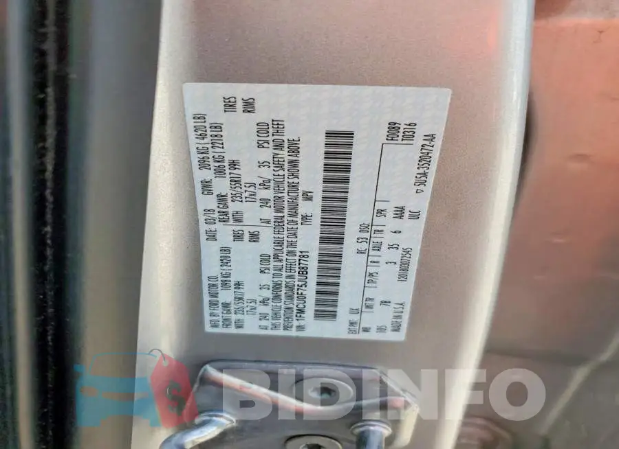 1FMCU0F75JUB87781 Photo# 13