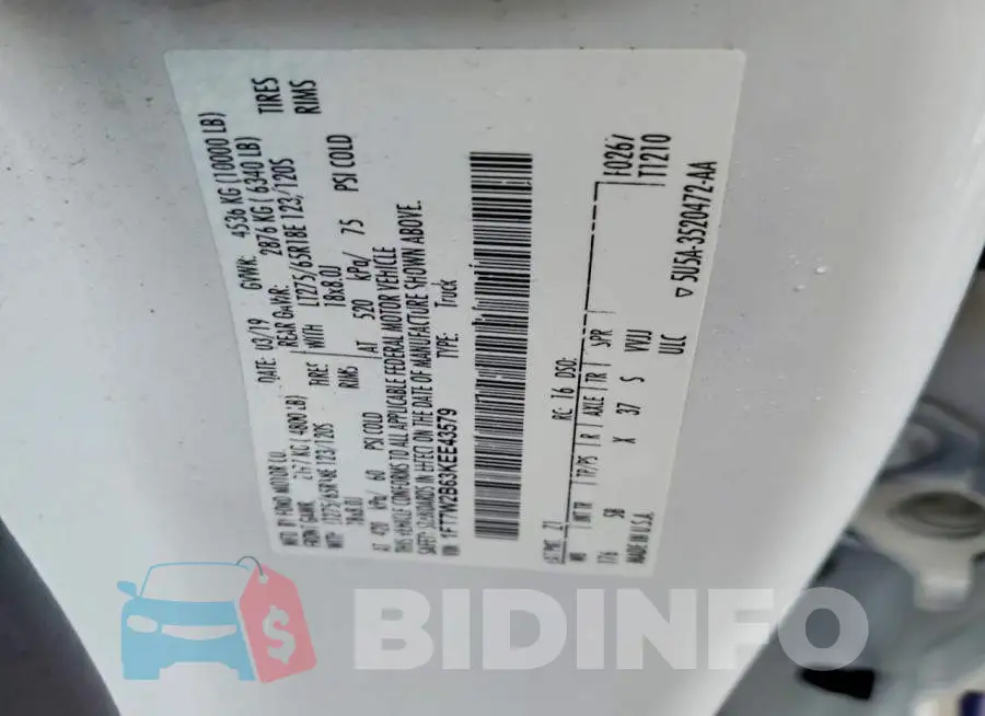 1FT7W2B63KEE43579 Photo# 12