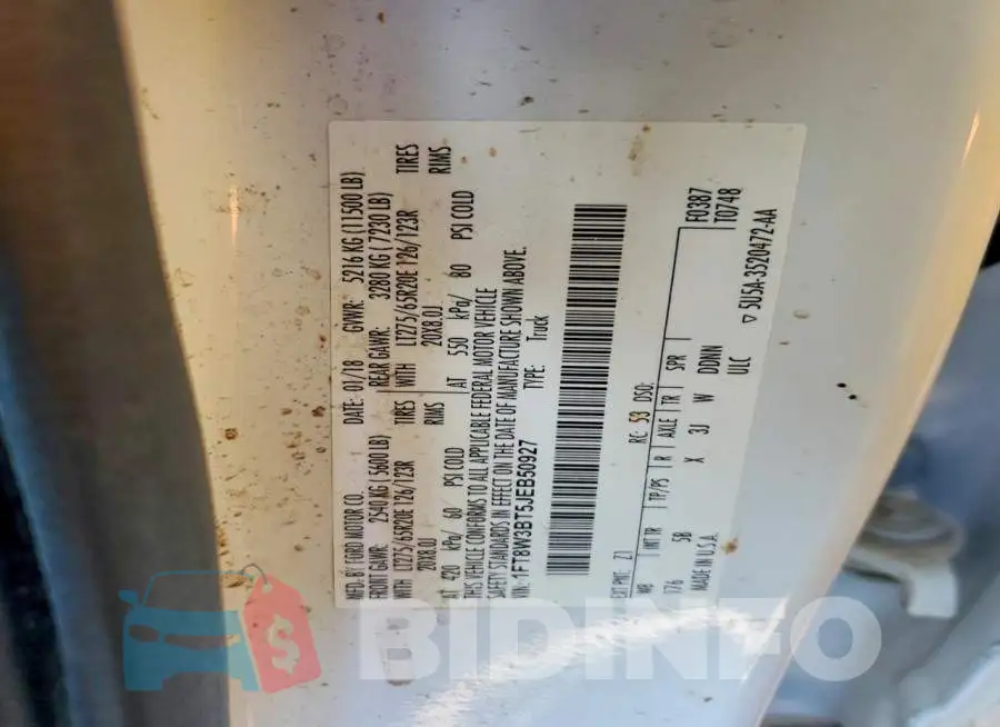 1FT8W3BT5JEB50927 Photo# 13