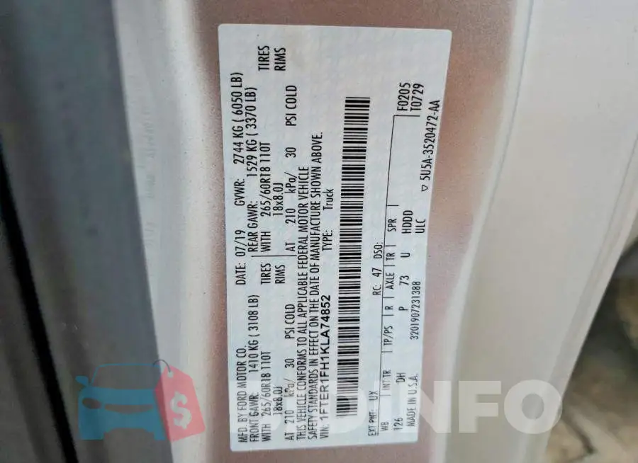 1FTER1FH1KLA74852 Photo# 12