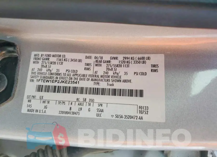 1FTEW1EP2JKE23541 Photo# 12