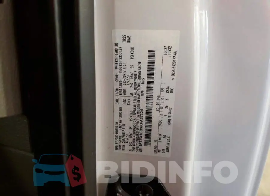 1FTEX1EB9KFA37324 Photo# 12