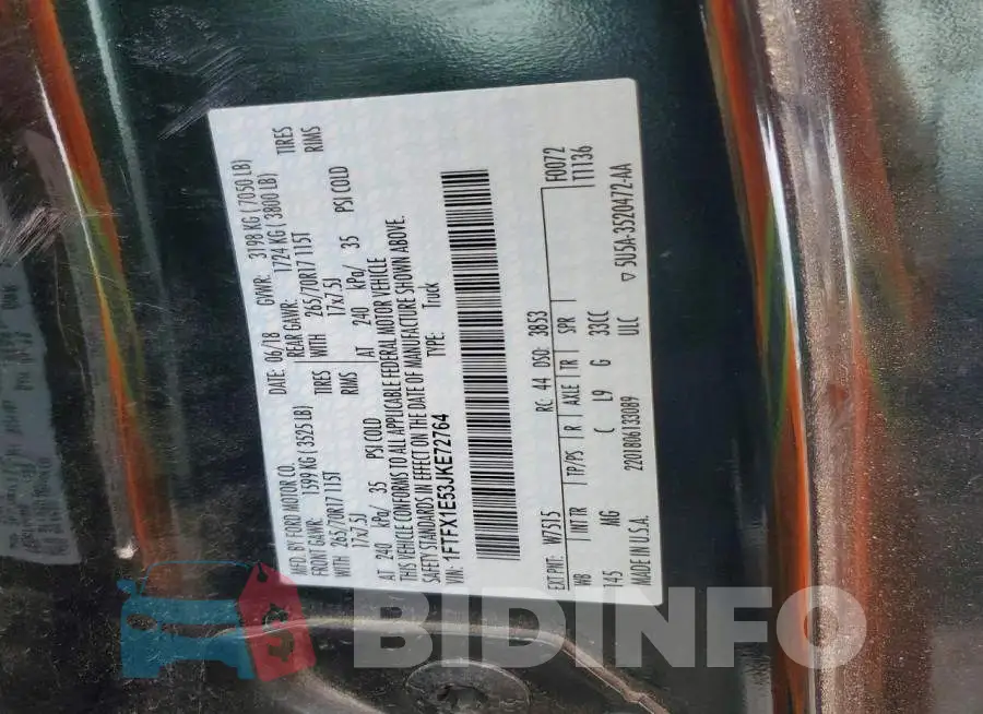 1FTFX1E53JKE72764 Photo# 12