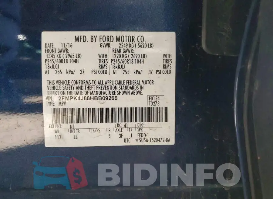 2FMPK4J88HBB09266 Photo# 14