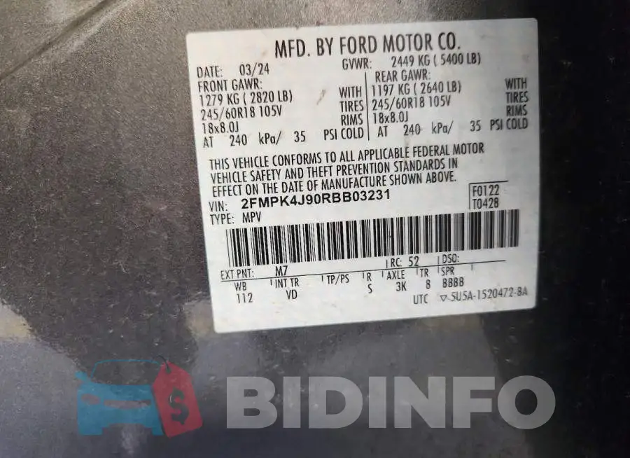 2FMPK4J90RBB03231 Photo# 14