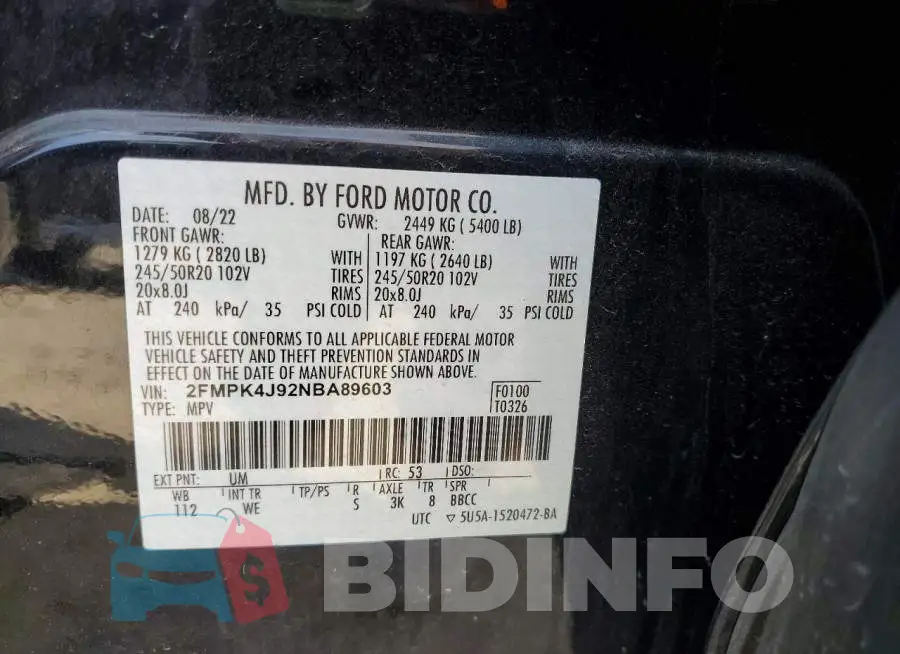 2FMPK4J92NBA89603 Photo# 13