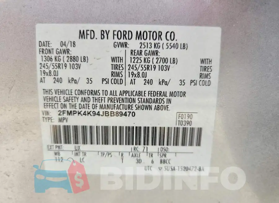 2FMPK4K94JBB89470 Photo# 13
