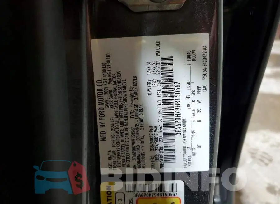 3FA6P0H79HR150567 Photo# 12
