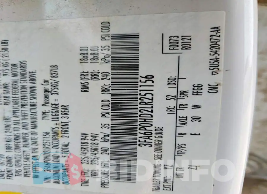 3FA6P0HD2LR251156 Photo# 12