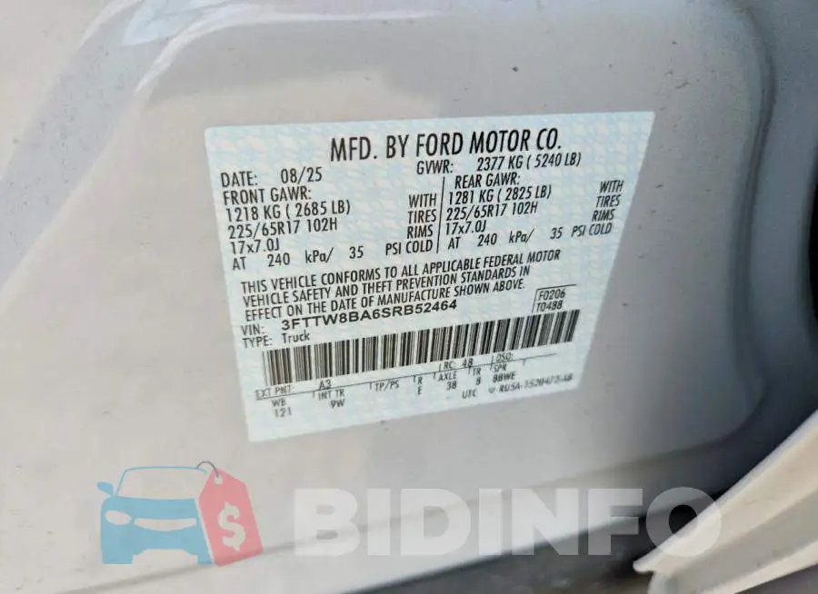 3FTTW8BA6SRB52464 Photo# 12