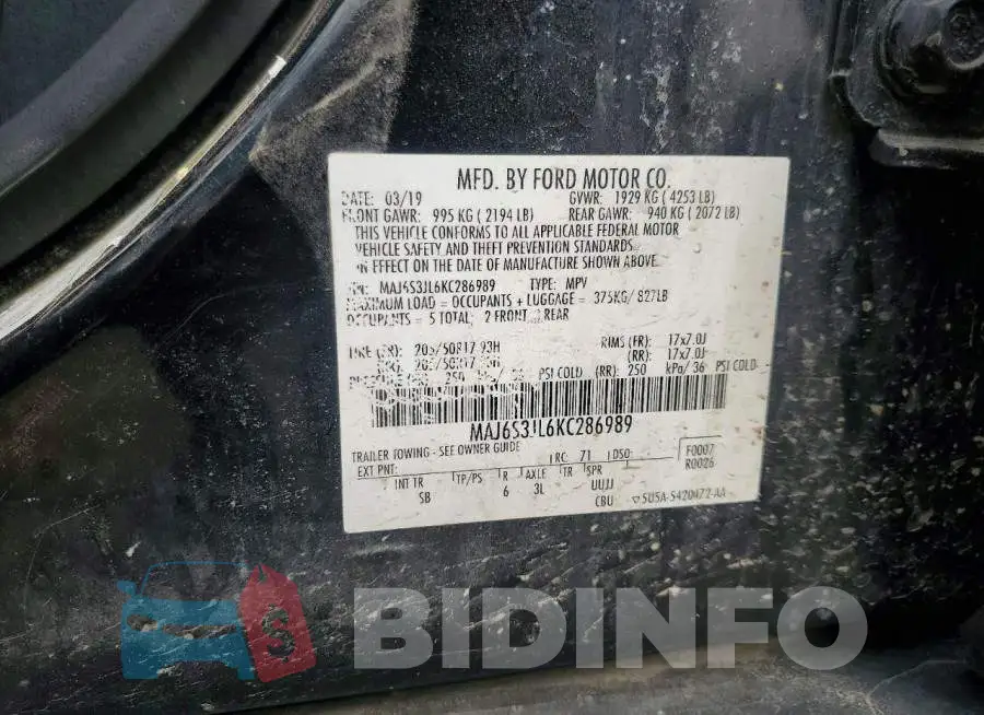 MAJ6S3JL6KC286989 Photo# 13