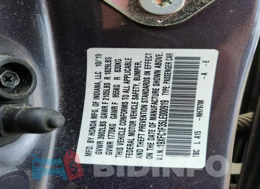 19XFC1F35LE000919 Photo# 12
