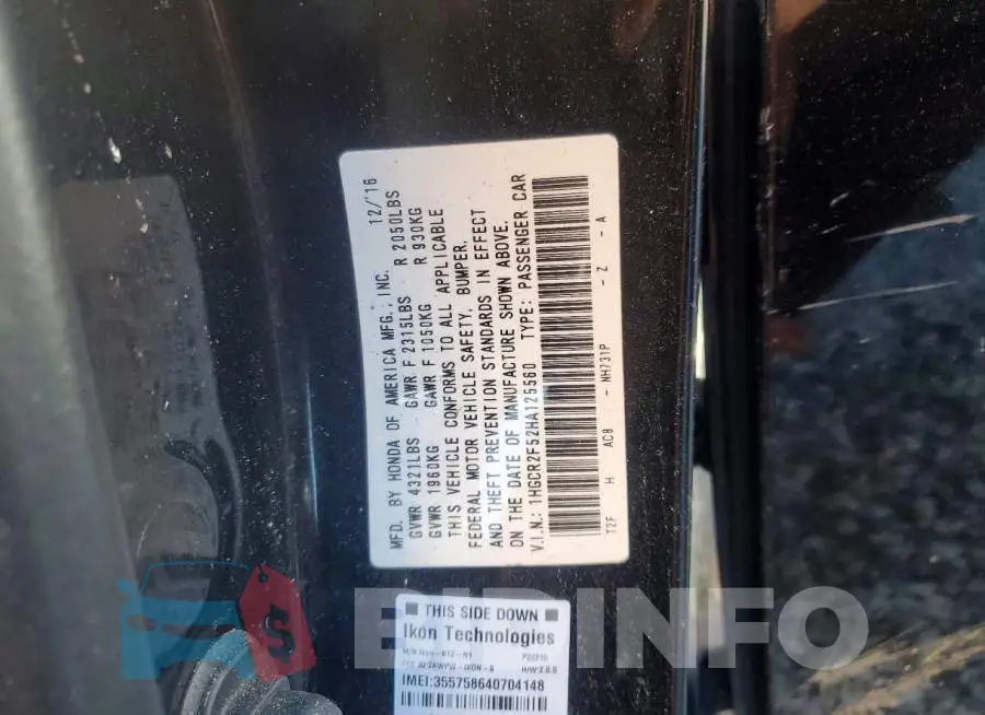 1HGCR2F52HA125560 Photo# 13