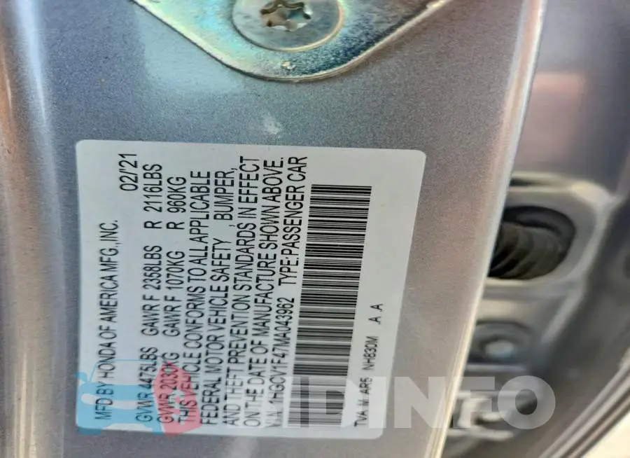 1HGCV1F47MA043962 Photo# 12
