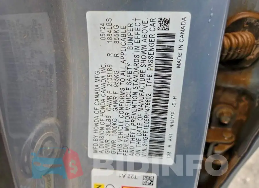 2HGFE1E55RH476602 Photo# 12