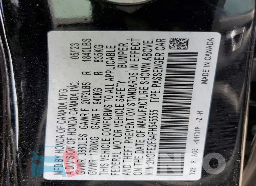 2HGFE2F54PH545555 Photo# 13