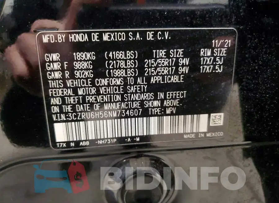 3CZRU6H56NM734607 Photo# 13