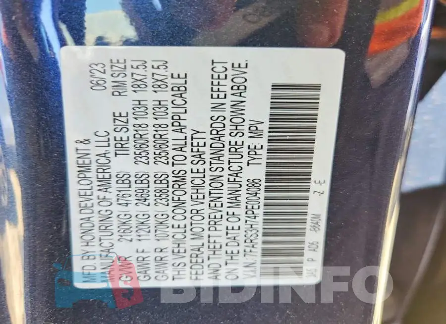 7FARS3H74PE004086 Photo# 13