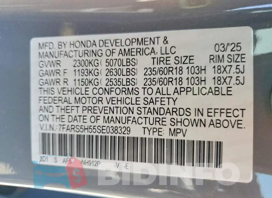 7FARS5H55SE038329 Photo# 13