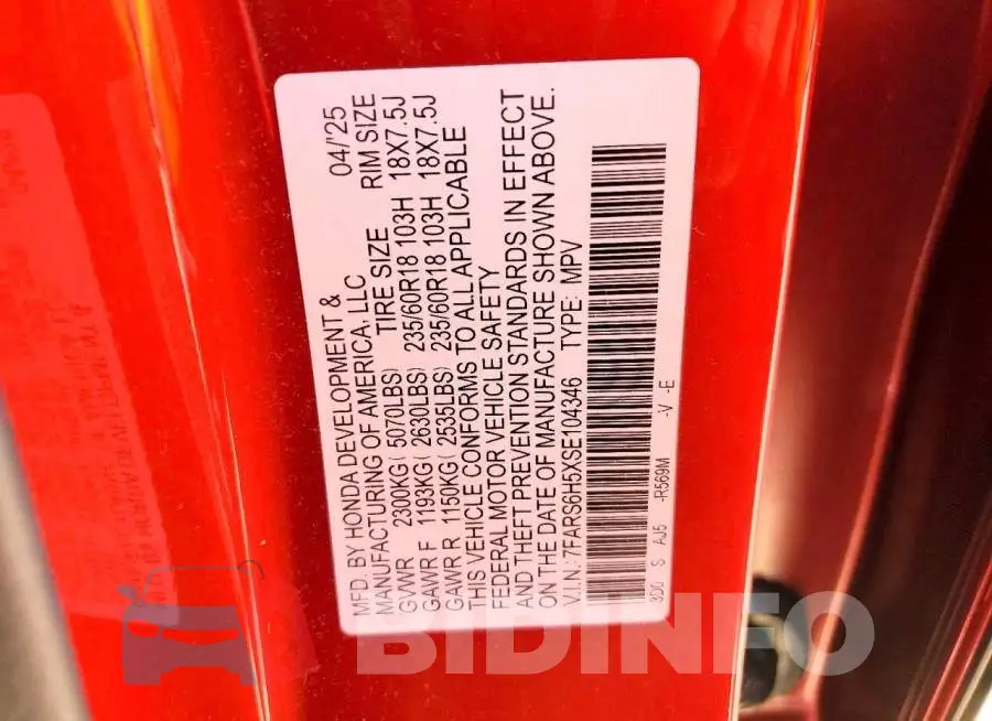 7FARS6H5XSE104346 Photo# 13