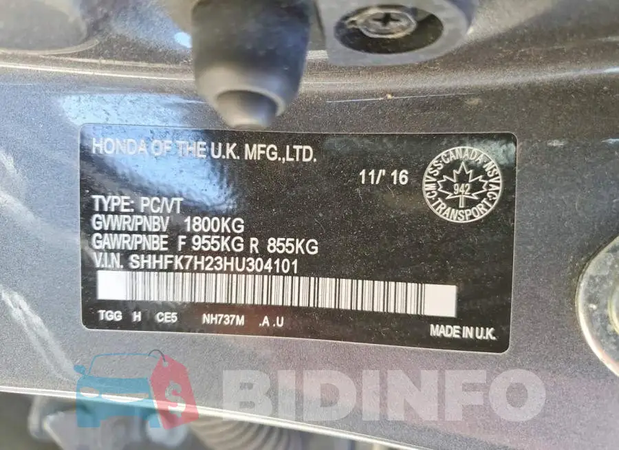 SHHFK7H23HU304101 Photo# 12