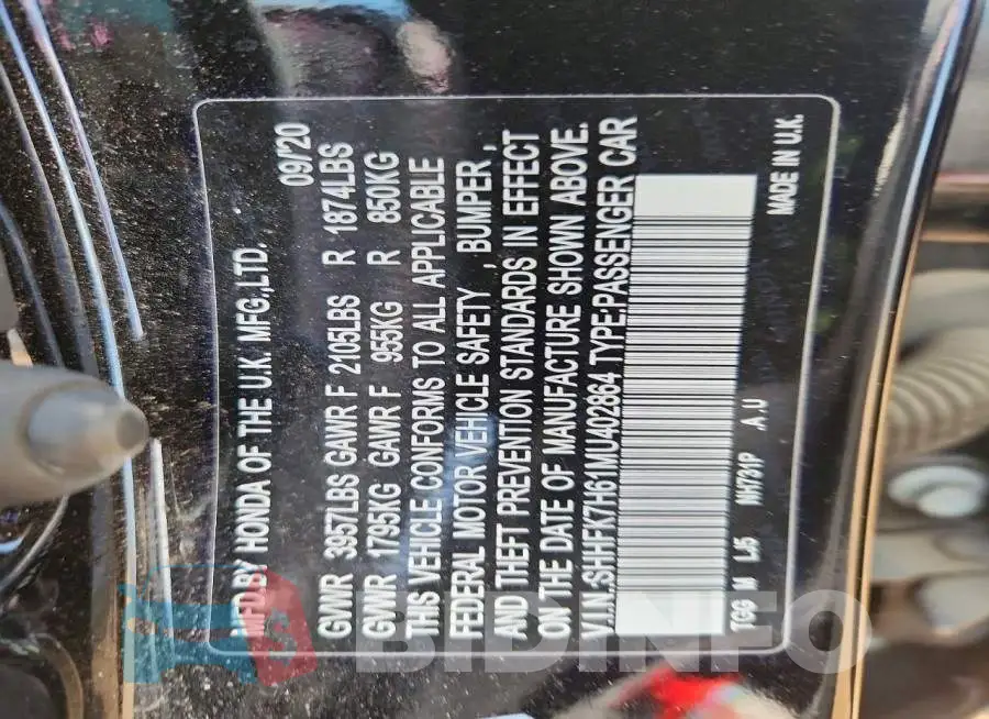 SHHFK7H61MU402864 Photo# 12