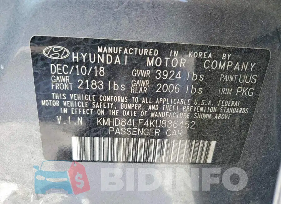 KMHD84LF4KU836452 Photo# 13