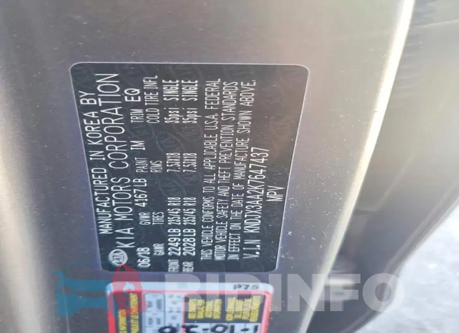 KNDJX3AA2K7647437 Photo# 13