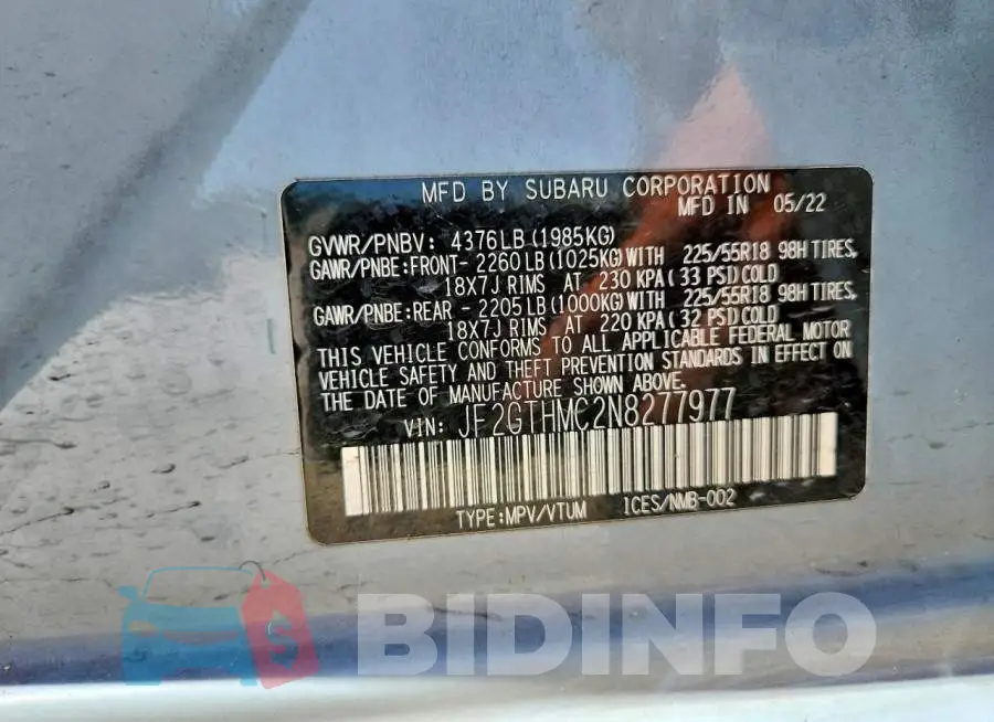 JF2GTHMC2N8277977 Photo# 13