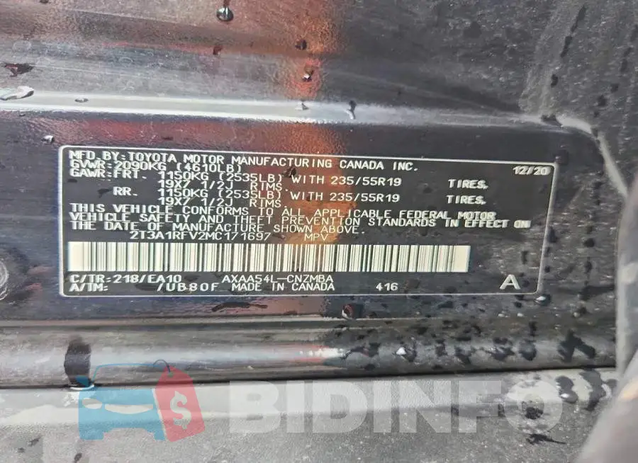 2T3A1RFV2MC171697 Photo# 13