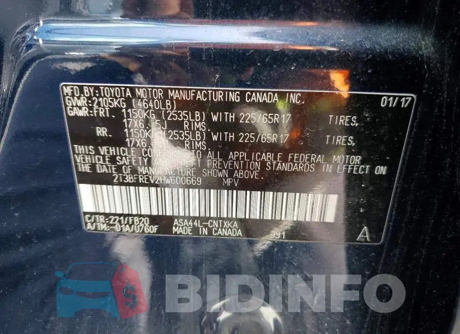 2T3BFREV2HW600669 Photo# 13