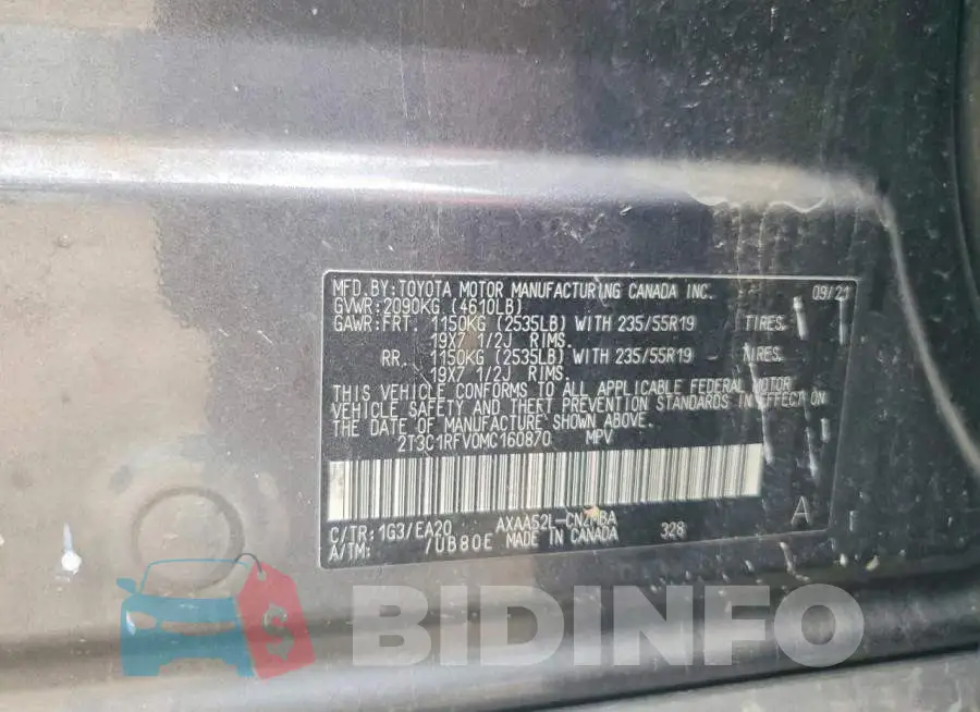 2T3C1RFV0MC160870 Photo# 12