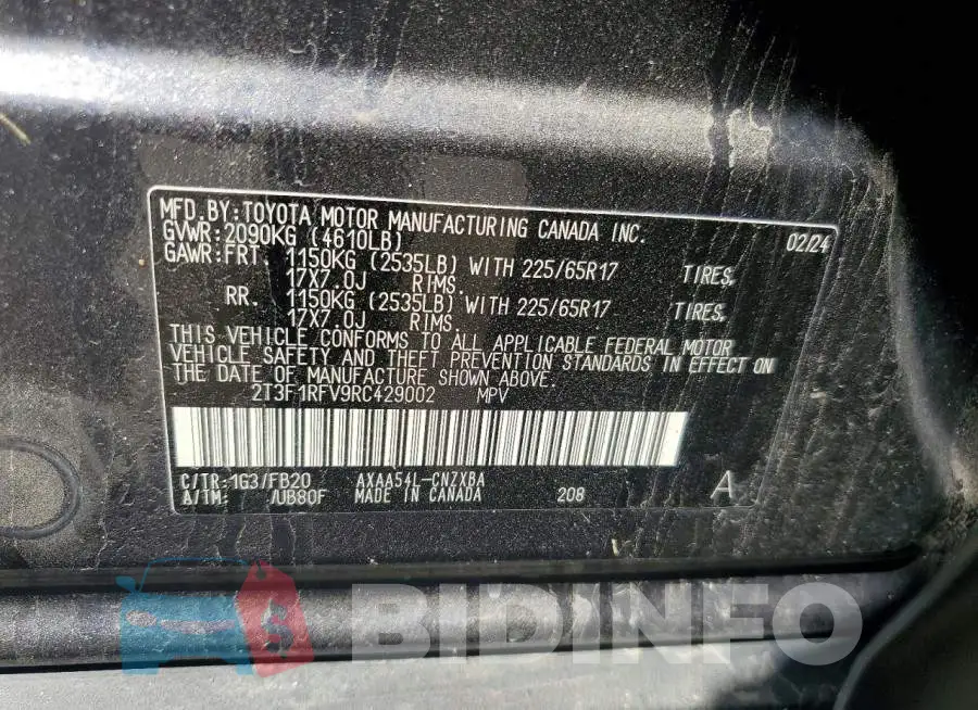 2T3F1RFV9RC429002 Photo# 13