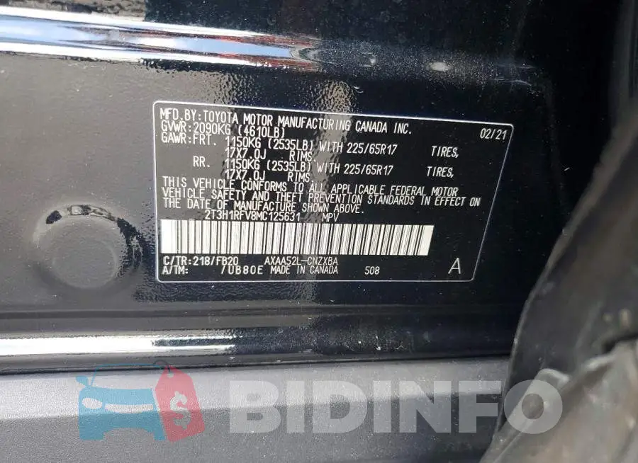 2T3H1RFV8MC125631 Photo# 12