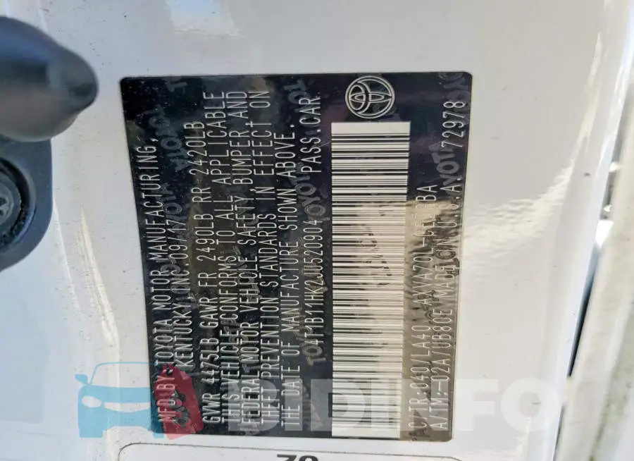 4T1B11HK2JU520904 Photo# 12