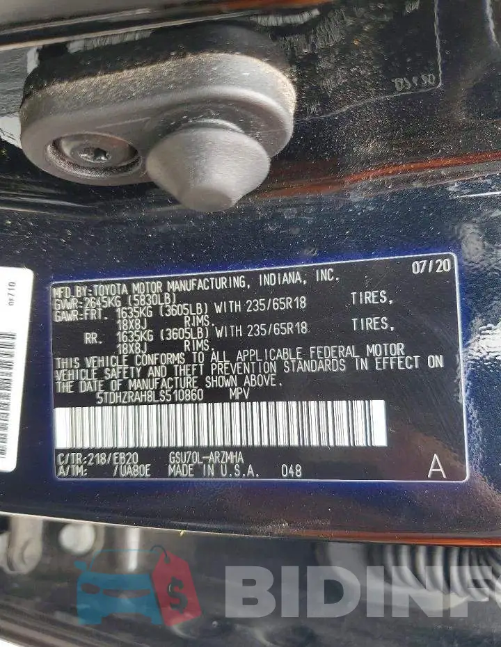5TDHZRAH8LS510860 Photo# 13