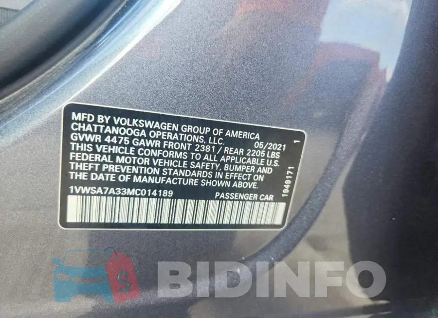 1VWSA7A33MC014189 Photo# 12